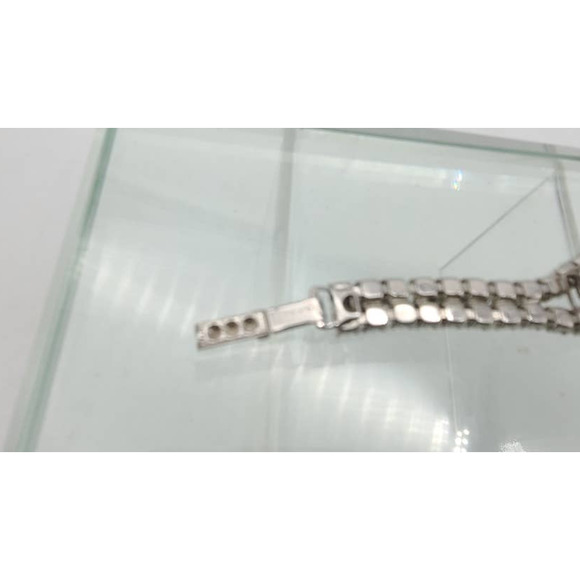 Vintage Garne Jewelry Silver Tone 2/3 Row Rhinestone Bracelet Emerald/Round 7.5 - Picture 7 of 7